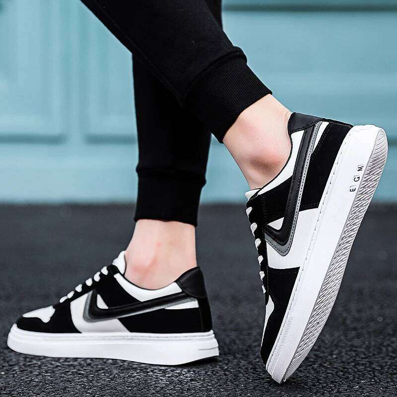 HKDQ Fashion Casual Sneakers 2025 Breathable Non-slip Skateboard Men Trainers Comfortable Leather Men's Sports Shoes