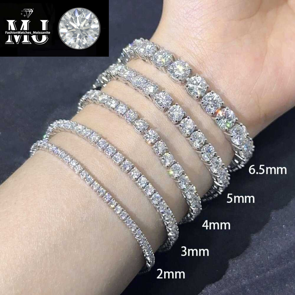 necklace Hip Hop Sterg Sier 2mm 3mm 4mm 5mm 6.5mm VVS Moissanite Dia Necklace moissanite tennis chain