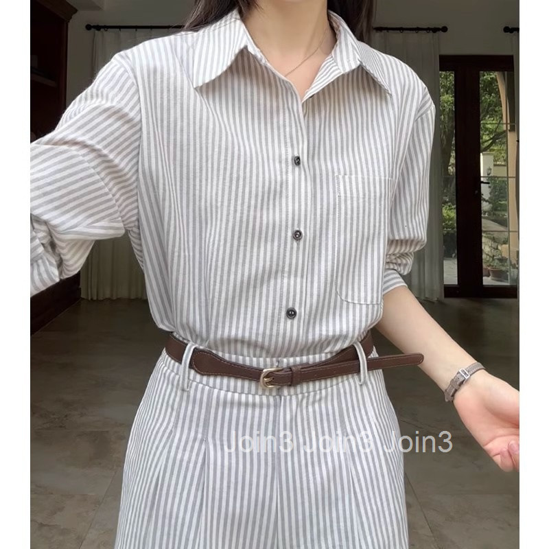 Summer New Slimming Two-Piece Elegant Versatile Striped Shirt + High-Waisted Shorts Set for Women