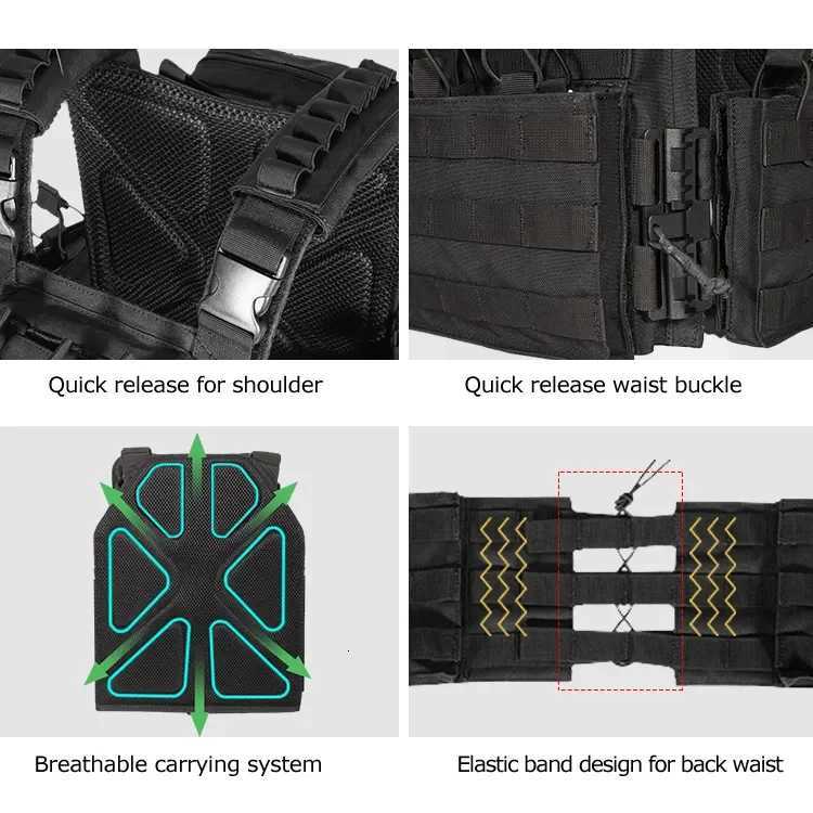 Tactical Vest Combat Training Assault Plate Carrier Outdoor Hunting Quick ReLEase MolLE Tactical Vest Bag for Men Z250728