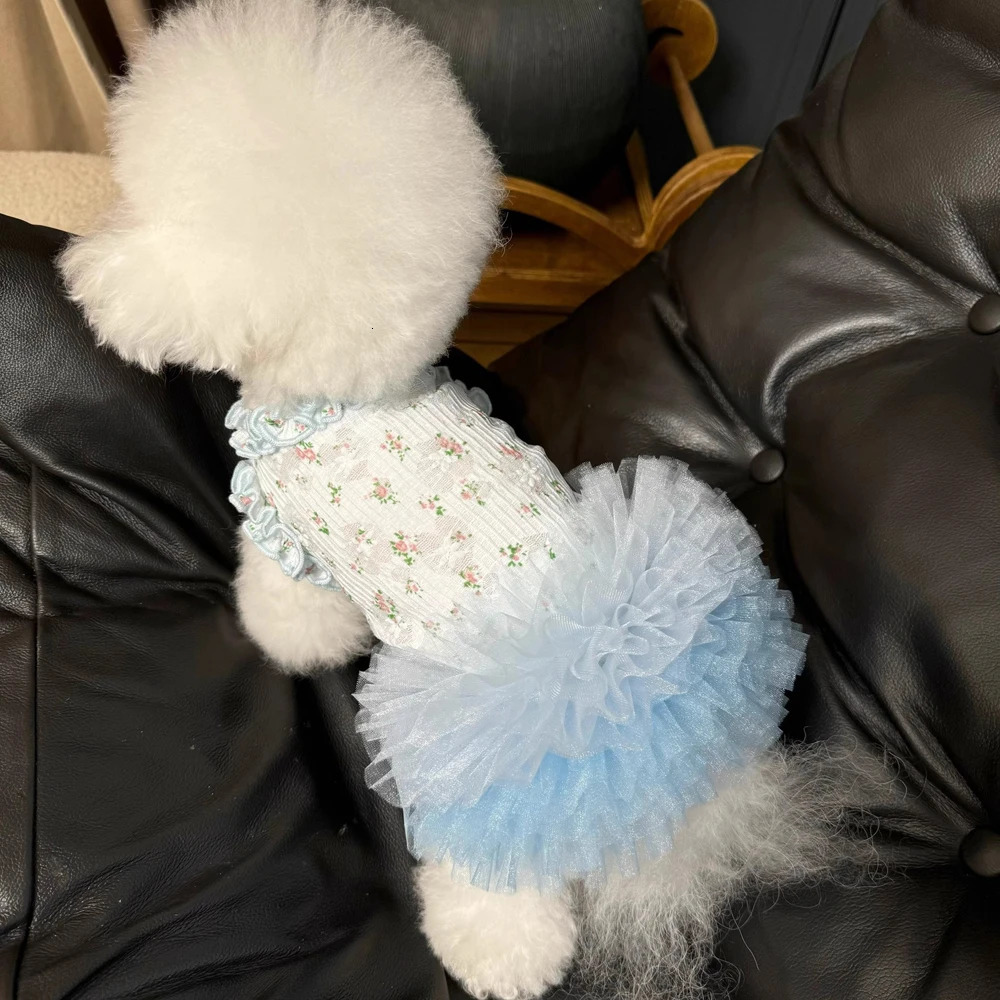 Elastic Cat Skirt Lace Floral Puffy Small Dog Breathable Dress Cute Thin Princess Puppy Summer Clothes 250729