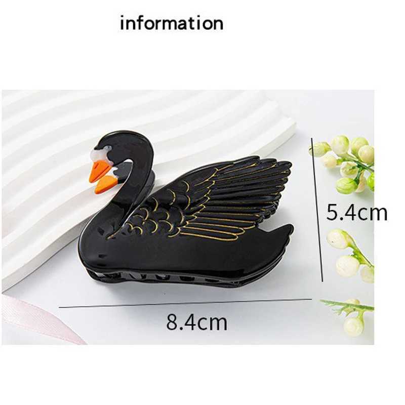Muweordy Black White Swan Acetate Claw Clip Shark Hair Claws Creative Animal Hair Clip for Women Girls Fashion Hair Accessories Z250729