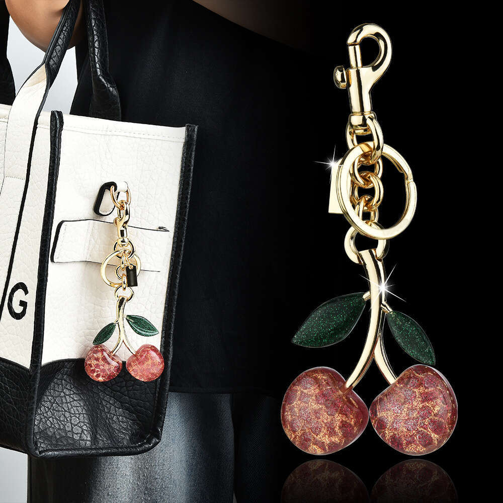 Crystal Red Cherry Bag Car Keychain Fruit Pendant