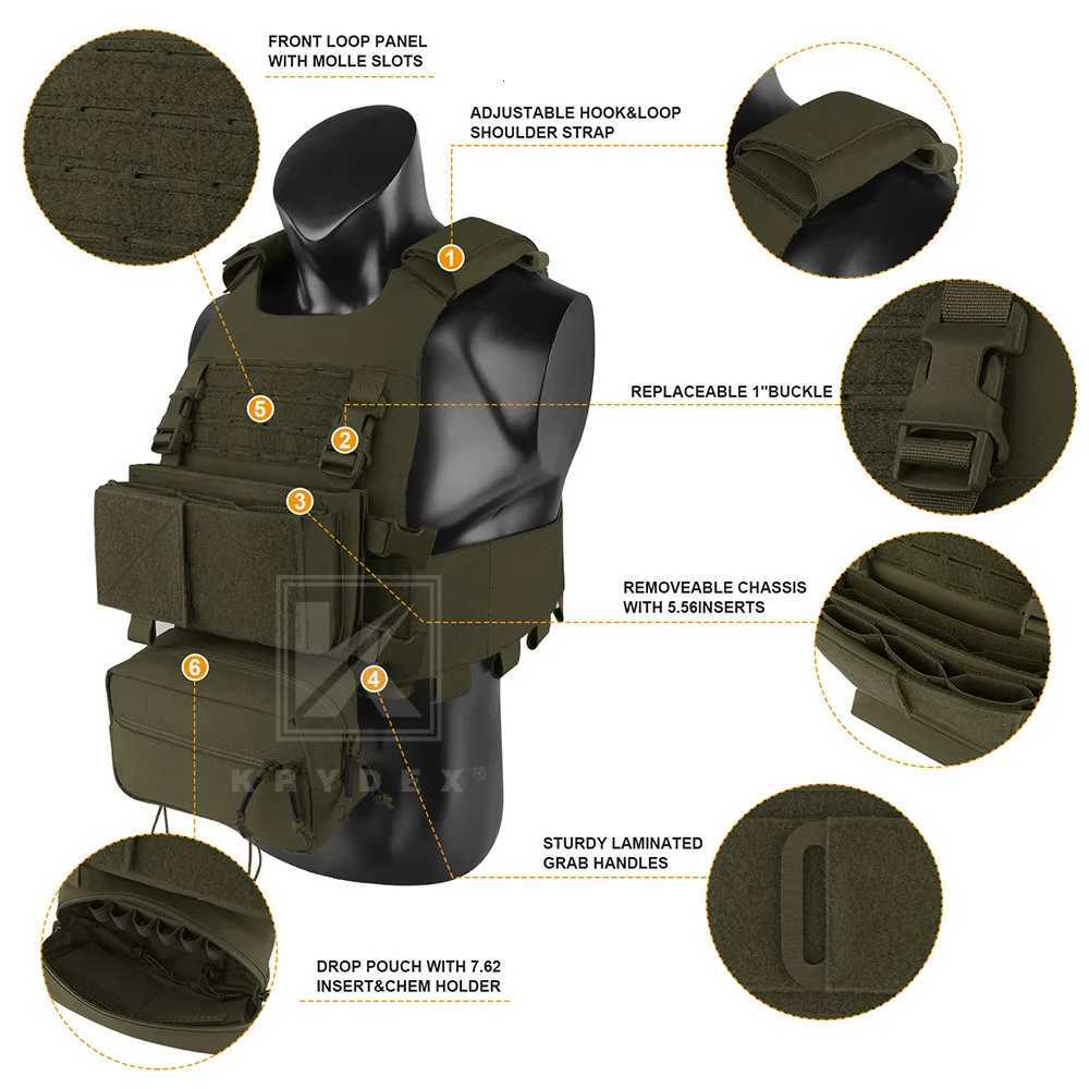KRYDEX 500D FCS Tactical Vest MOLLE Plate Carrier Elastic Cummerbund 7.62 5.56 Mag Pouch Lightweight Hunting Outdoor Man Vest Z250728