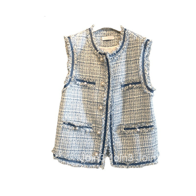 Autumn and Winter New Fashion Coarse Flower Woolen Cloth Vest with Sweetheart Coat for Womens Loose Tassels