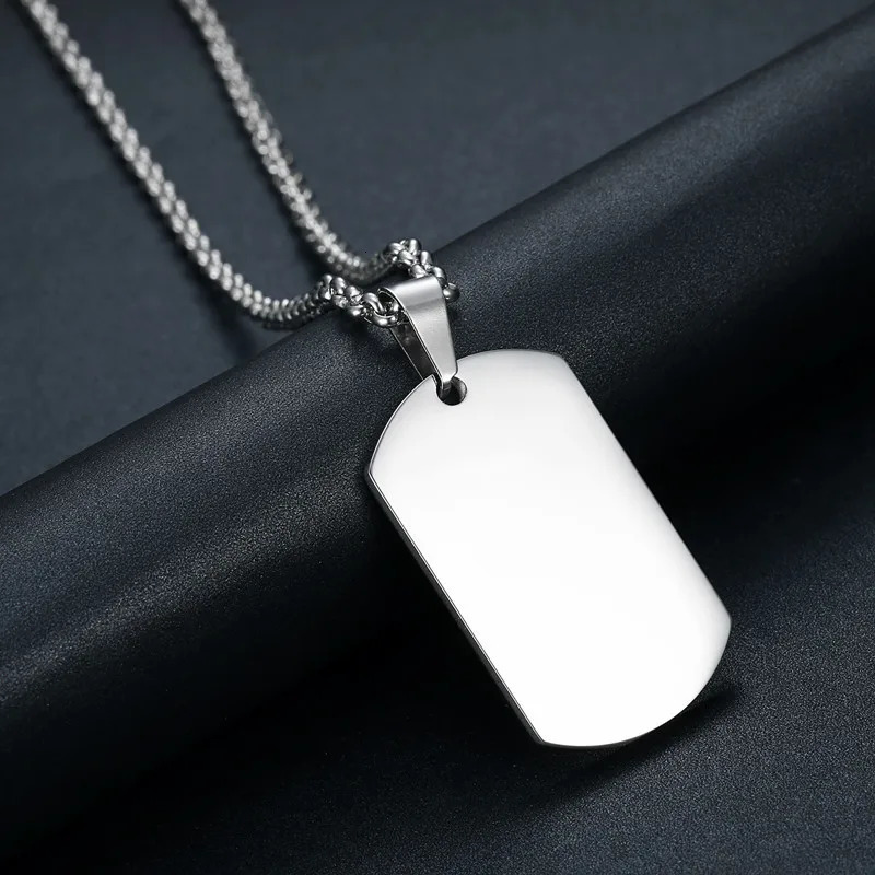 1PC 316L Stainless Steel Pendant Necklace Silver Gold Black Color Blank Dog Tag Plate Army Biker Chain Necklace Man Woman 3 Size 250729