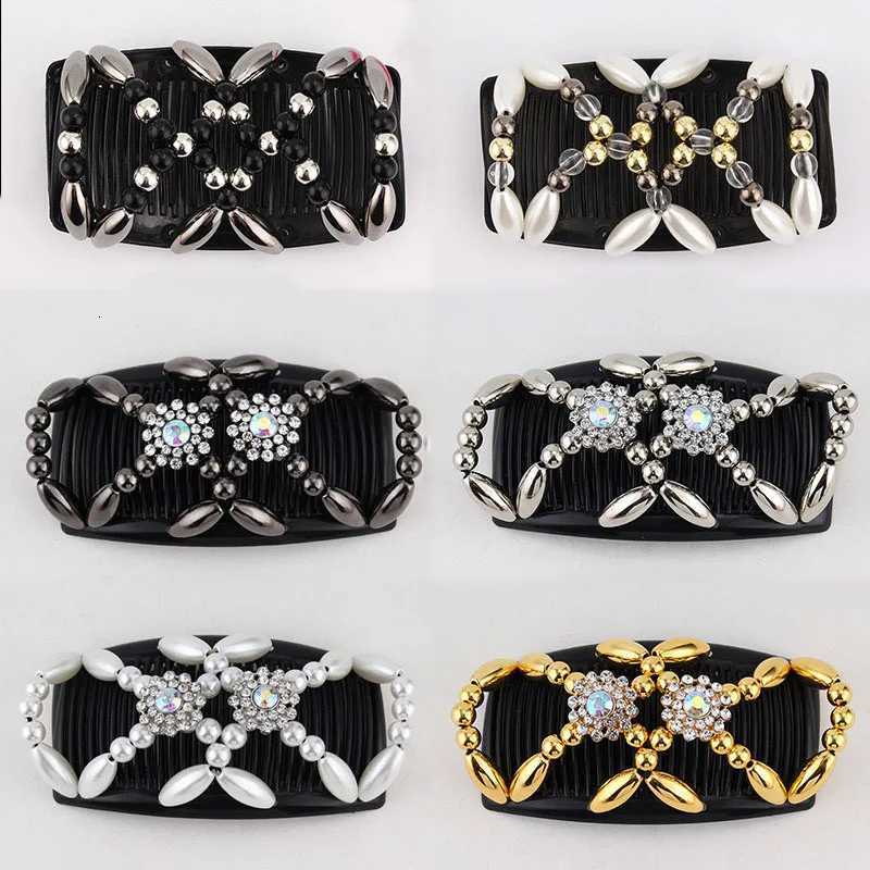 Beads Hair Combs Shiny Rhinestone Beaded Hair Claws Magic Tuck Comb Updo Accessories Elastic Hair Accessories Bun Ponytail Holder DIY 1PC Z250729