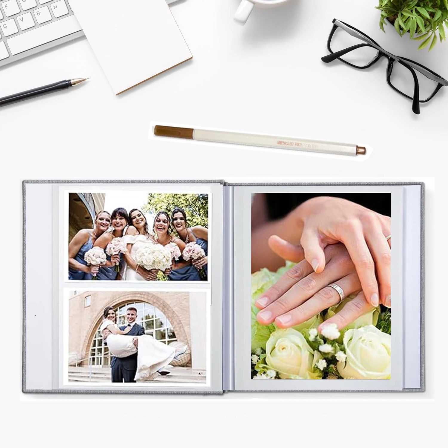 1 Photo Album Self-Adhesive Scrapbook Suitable for 2x3 4x6 Photo Album DIY Linen Cover Album 15 Pages 30 Blank Pages Suitable Z250729
