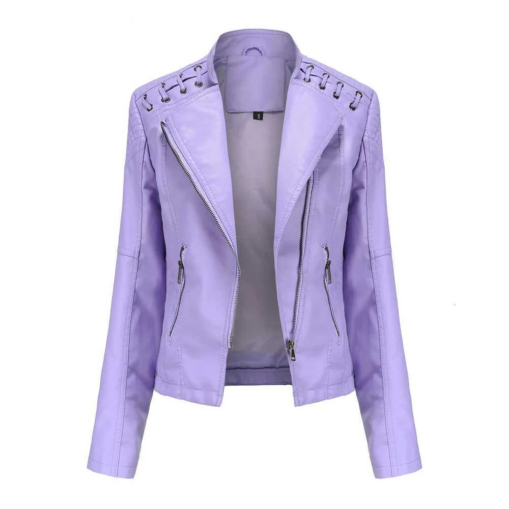 Spring Autumn Ladies Motorcycle Leather Jackets Women Turn-down Collar Zipper Slim Black Moto Biker Jacket Female Leather M250729