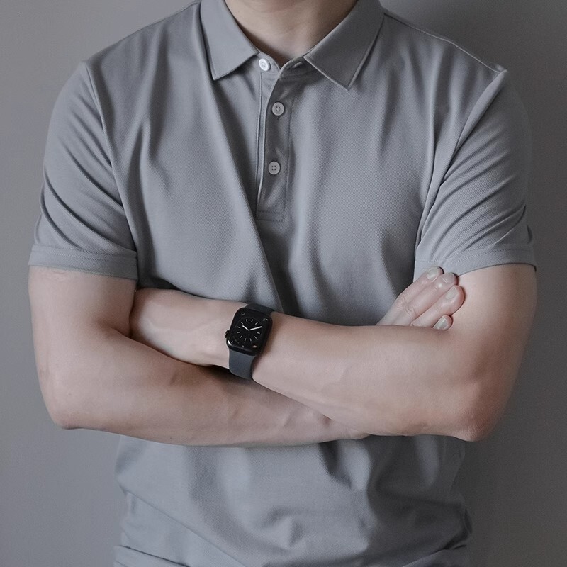 Slim Fit Solid Color Mercerized Pearl Polo Shirt Cool Breathable Turn-Down Collar Short Sleeve Mature Business Commuter Men's Summer