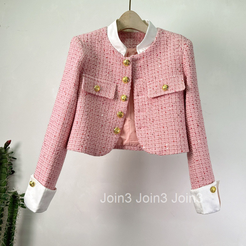 Autumn and Winter New Style Celebrity Royal Sister Small Fragrant Coat Short Goddess Net Red Single breasted Standing Neck Long Sleeve Coat