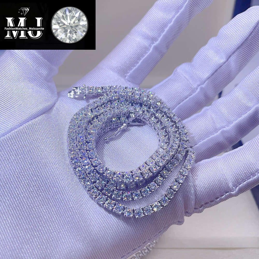 Custom Hip Hop Jewelry Necklace 2Mm 3Mm Sterg Sier Hiphop VVS Moissanite Tennis Chain