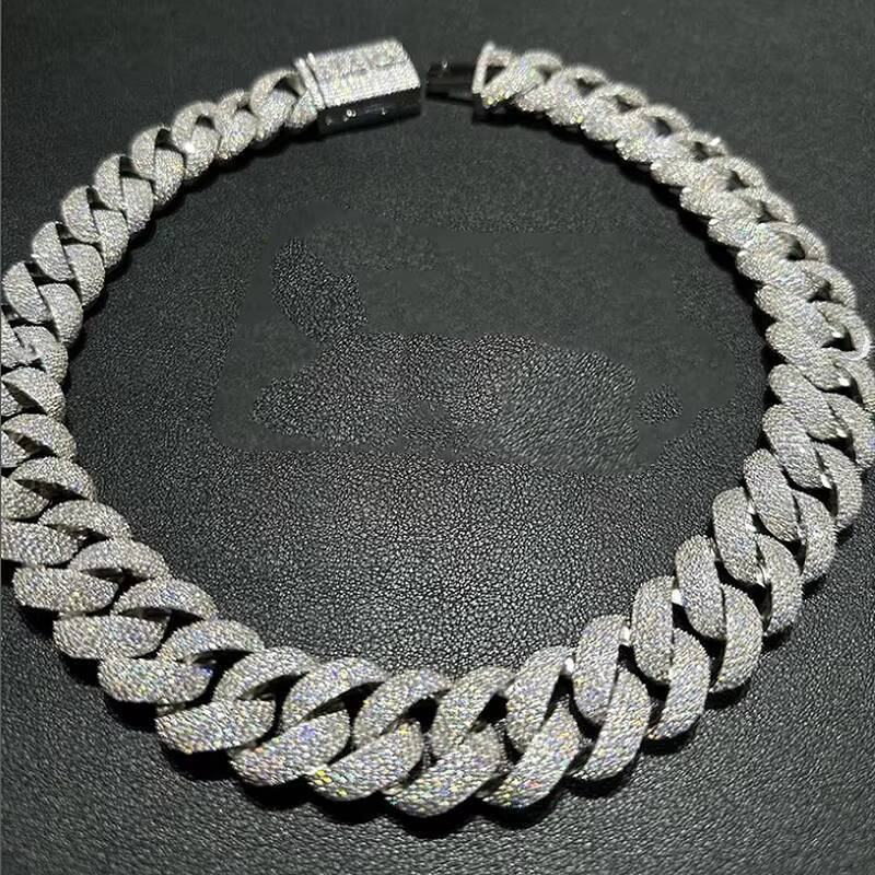 Bold 16mm Moissanite Cuban Link Necklace Luxurious Silver 925 Miami Style for Unisex Glamour