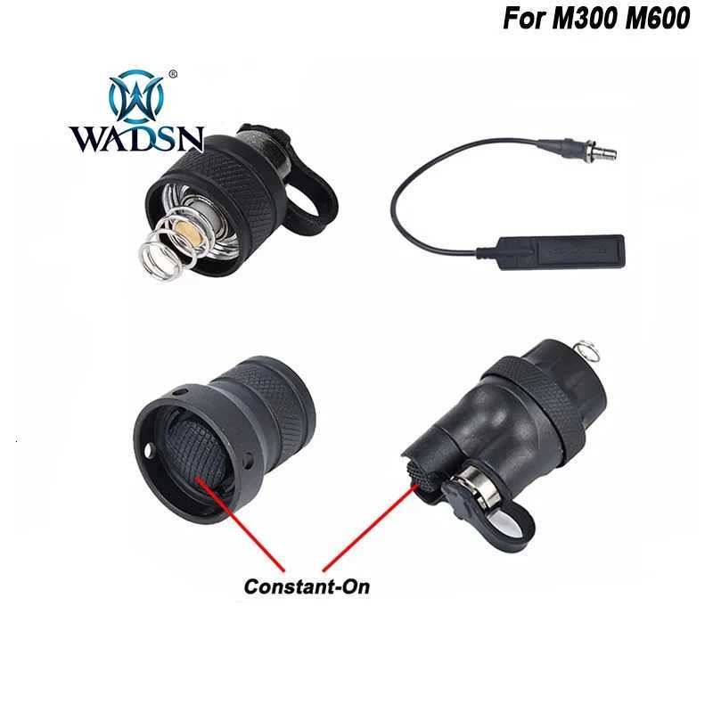 Tactical Airsoft Flashlight Metal Tail Cap Dual Function Pressure Switch Cover For M300 M600 Flashlight Hunting Light XJ250728