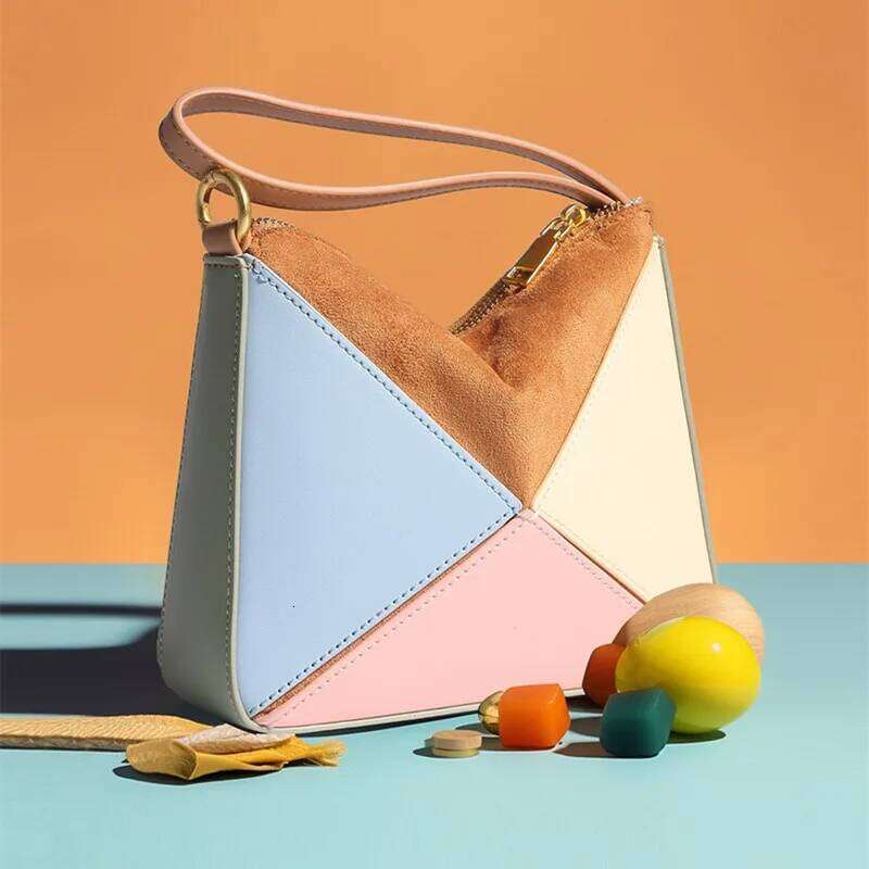 2025 Turkey Style Designer Fold Triangle Women's Handbags Fashion Patchwork Candy Unique Leisure Totes Female Crossbody Bags