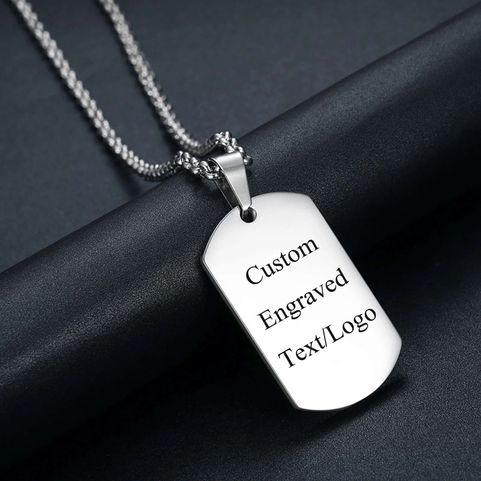 1PC Hip Hop Military Style Stainless Steel Dog Tag Pendant Necklace for Men Women Personalized Engraved Id Card Name Jewelry 250729