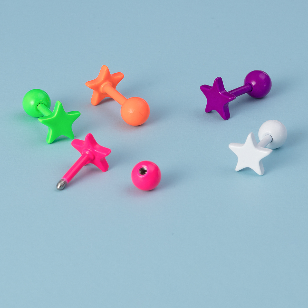 Baking paint stainless steel pentagonal star earrings, body piercing earrings, jewelry wholesale