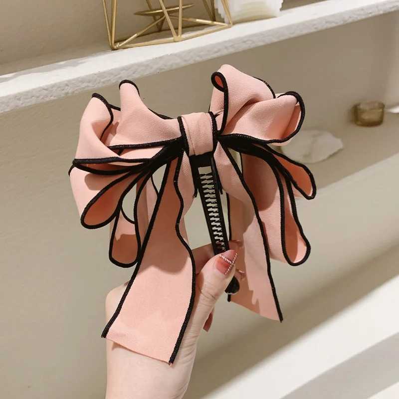 FFLLACELL Korean Fashion Large Ribbon Bow Banana Hair Claws for Women Girl Pearl Shark Clip Hairpin Dish Up Hair Accessories Z250729