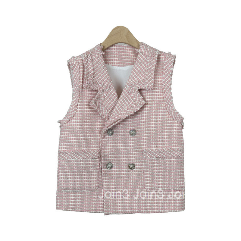 Autumn Winter New Elegant Socialite Style Double-Breasted Sleeveless Jacket Womens Vest Loose Suit Collar Vest Top