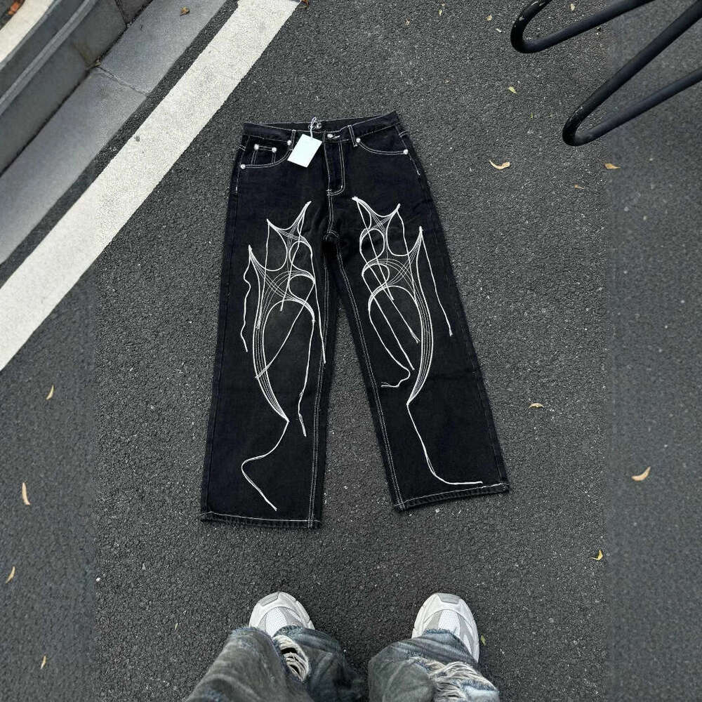 Complete Accessories ThugClub Combination Series Mid-Waist Loose Jeans Unisex Trendy Brand Casual Versatile