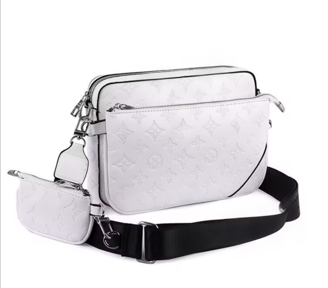 Men Leather TRIO Messenger Bags Luxury Shoulder belt Make up Bag Designer Handbag Tote Man's bags M44612