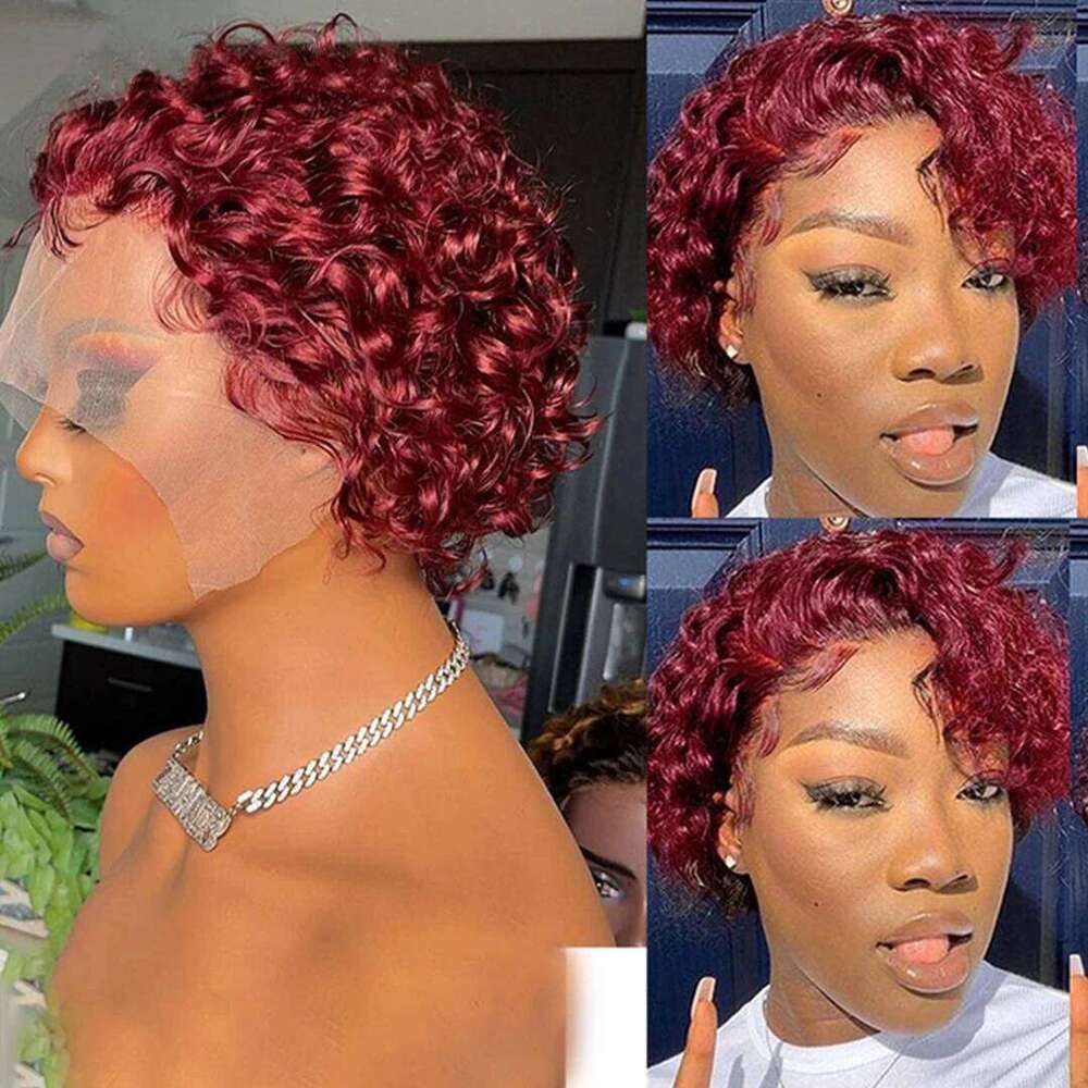 99J Bury Highlight Honey Colored Short Pixie Cut Pre plucked Bob Wig 13x2 Lace Front Curly Human Hair Wigs