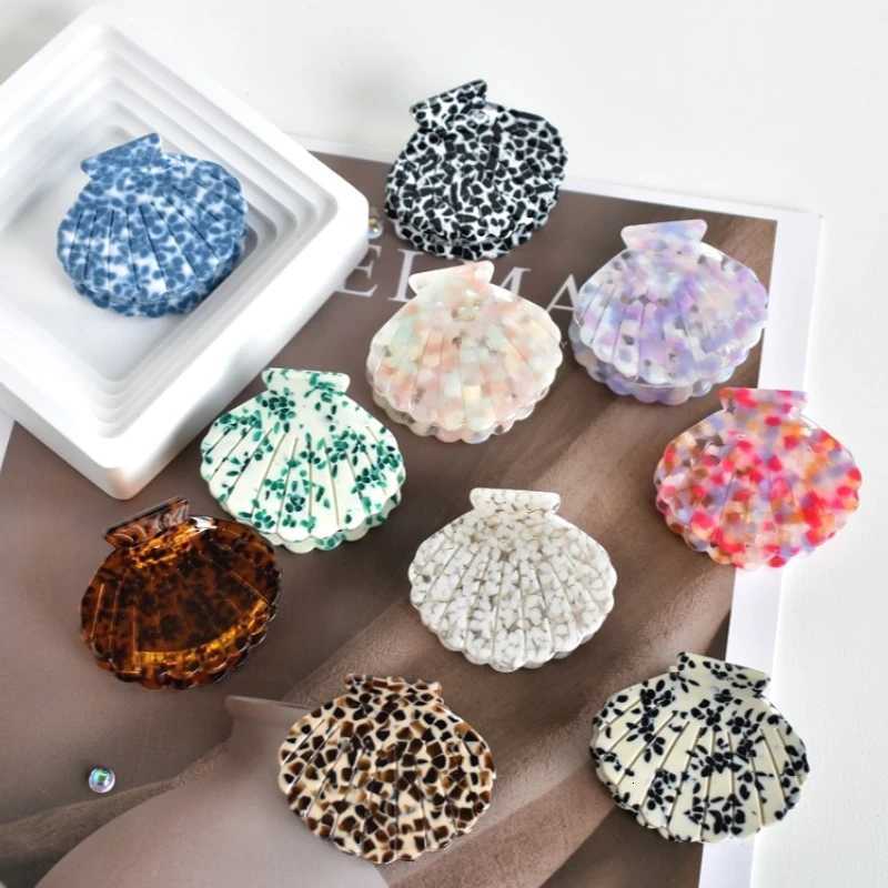 Unique Korean Hair Clips for Women Small Colorful Originality Shell Shape Hair Claws Acetate Material Hair Accessories 2025 Z250729