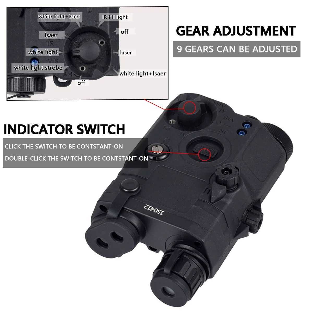 Tactical Airsoft SF M600 PEQ15 PEQ-15 LA5C Red Green Blue Dot Laser Indicator IR Fill Light Hunting Scout AR15 Fit 20MM Rail XJ250728