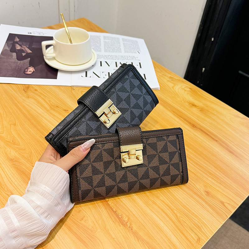 Ladies long purse print classic multi - card card bag ID card holder bag retro wallet 2025s hot
