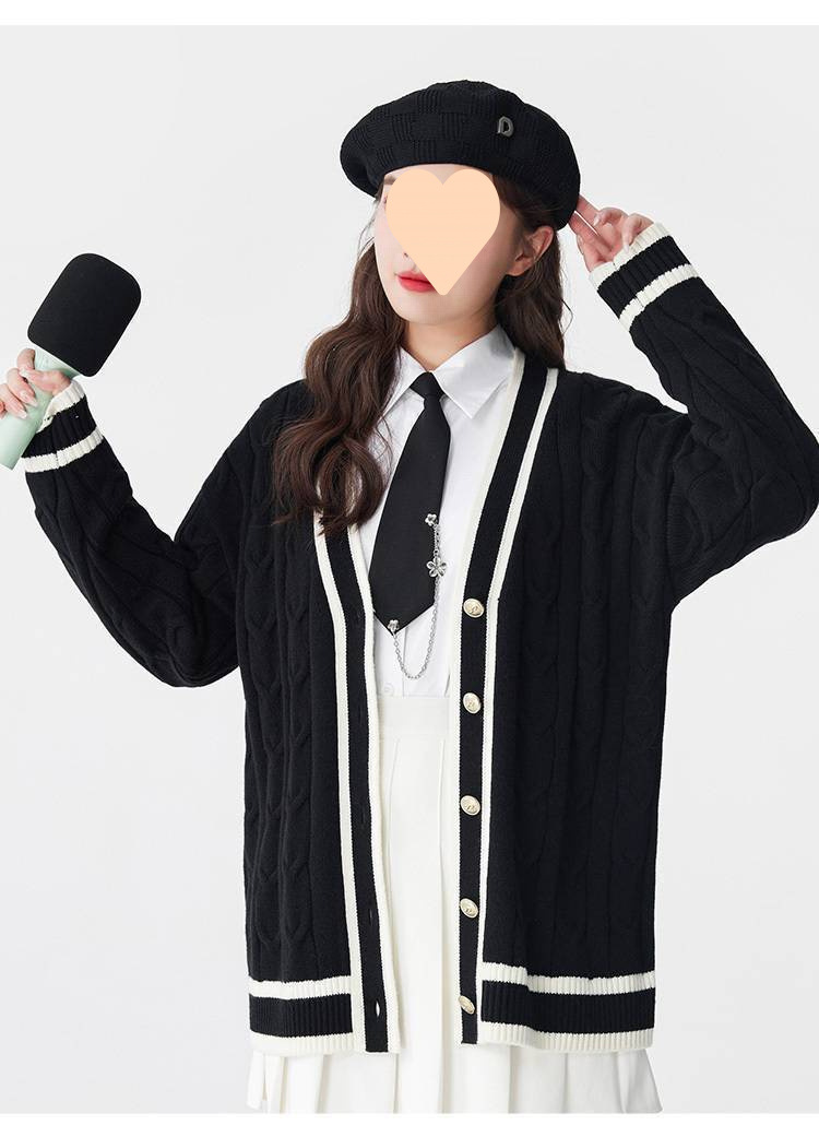 Women Cardigan Sweater for Men and Women Korean Version Designer Knitwear Hong Kong Retro High-Grade Long Sleeve Couple Sweater Coat S-3XL