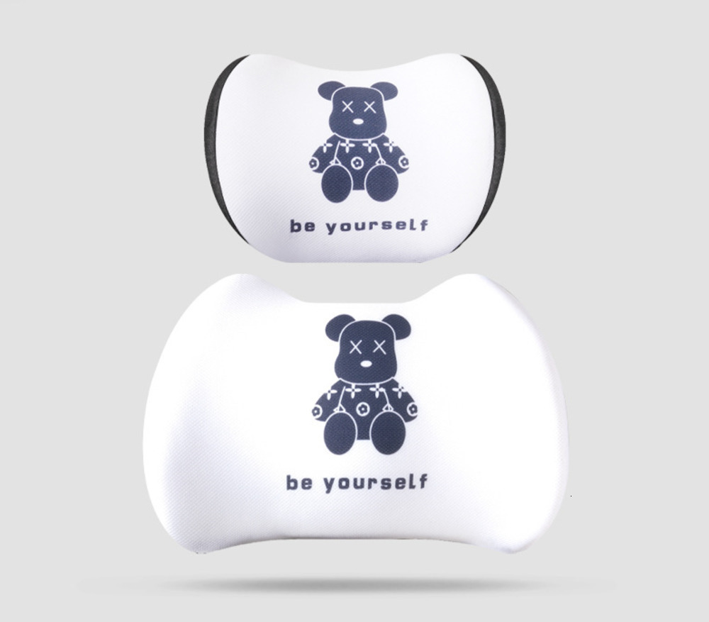 Gentleman Bear Car Headrest Cute Memory Foam Soft Car Bear Neck Pillow Cartoon Comfortable Car Headrest Seat Cover Interior o250728