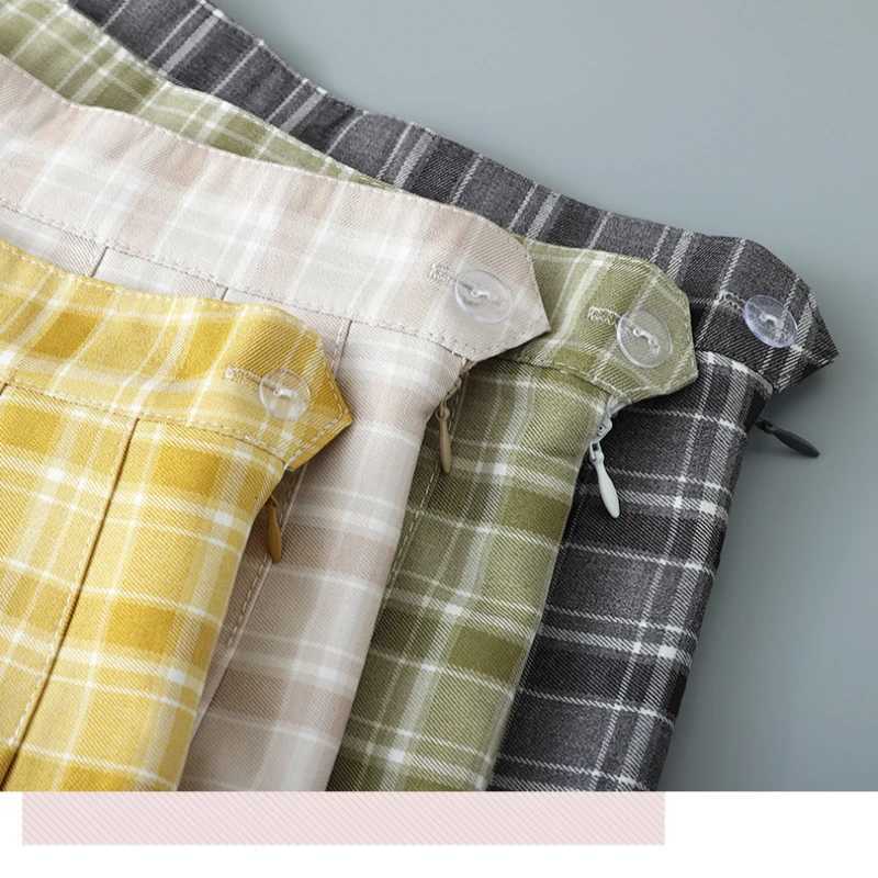 2023 Womens Summer Clothing Pleated Skirt Plaid High Waisted A Line Skirts Korean Preppy Style Mini Short Skirts For Girls R250728