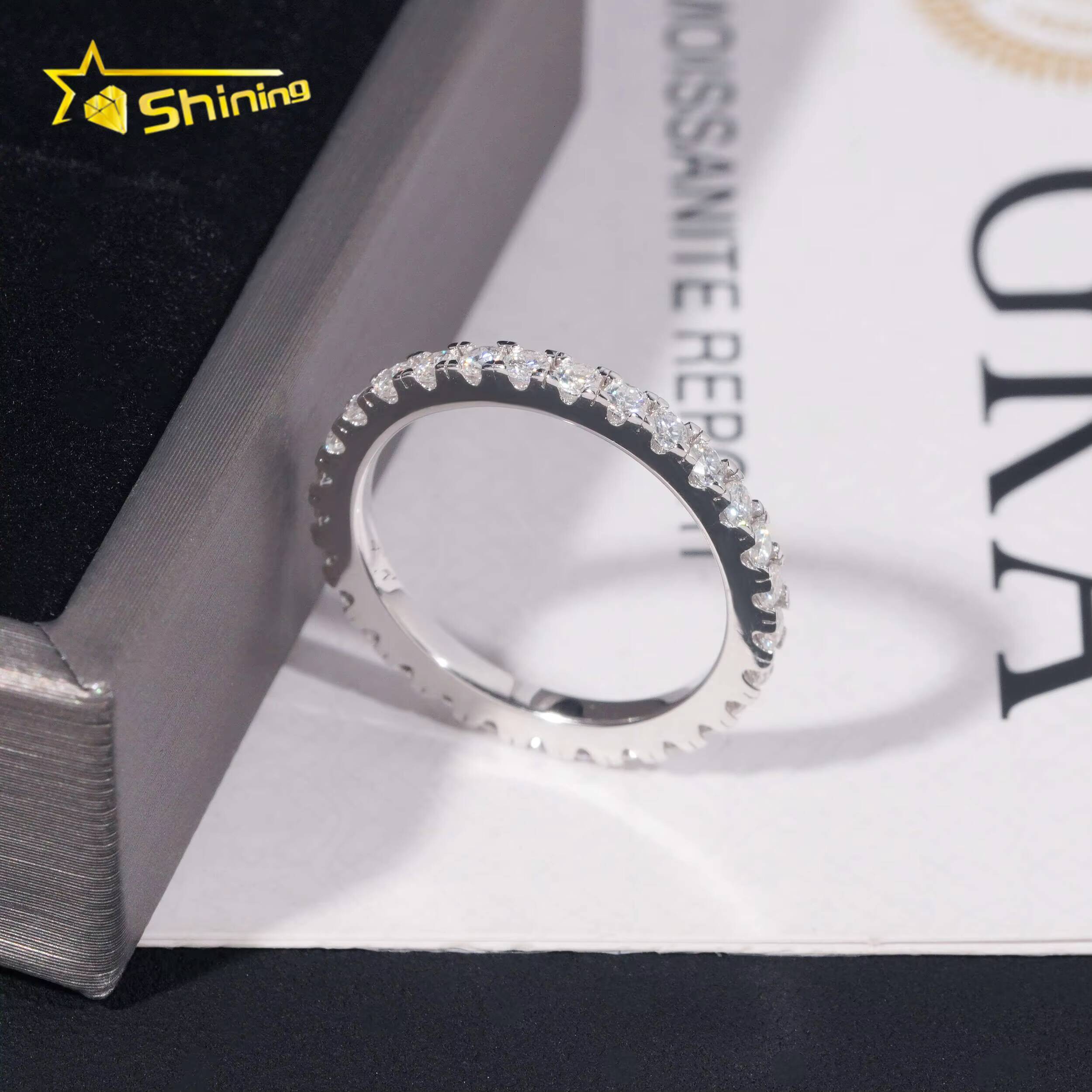 Hot Sale VVS Moissanite 2mm Small Size Band Ring Gold Plated 18K 925 Sterling Silver Engagement Rings