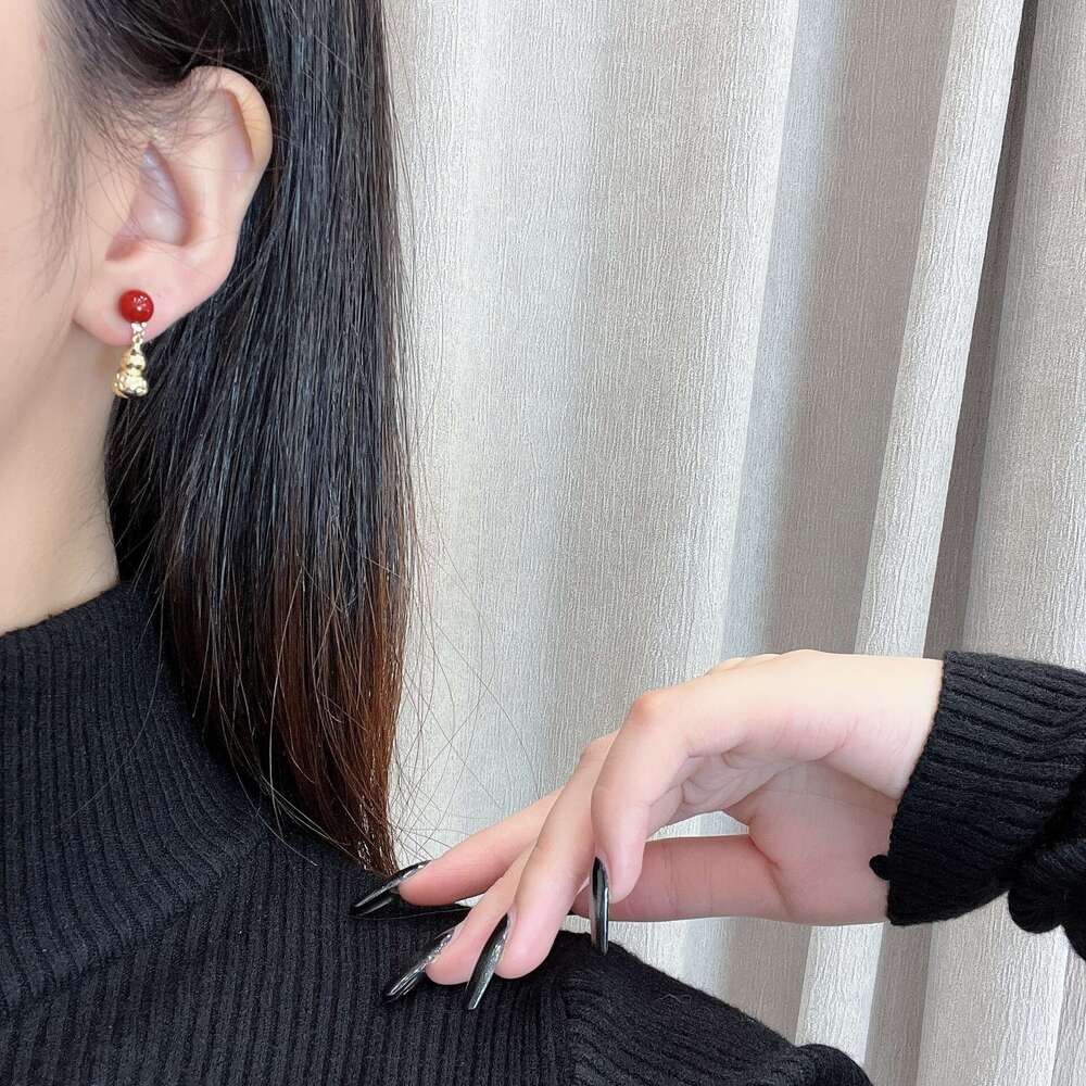 Cool Feeling Gourd Pearl New Chinese Style Niche Exquisite Unique Design Artistic Temperament Earrings d8e