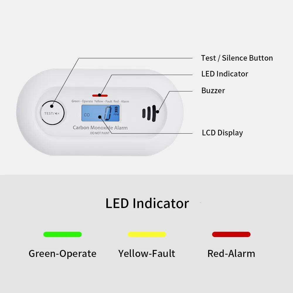 Wi-Fi Carbon Monoxide Alarm High-Precision Carbon Monoxide Detector Alarm with LCD and Interconnected Safety Interconnect VC22WR