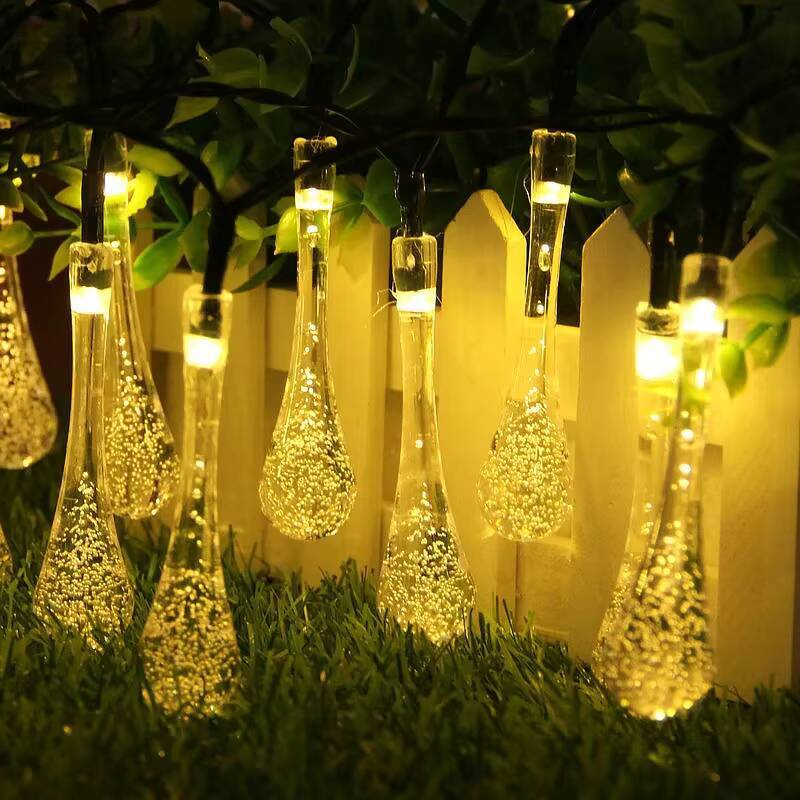 Christmas Decoration Water Drop LED Solar Powered Multicolor Light Waterproof Outdoor RGB Fairy String Lights