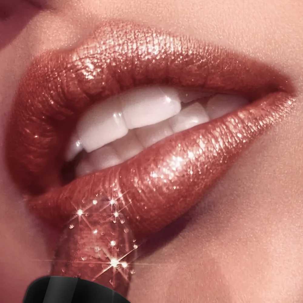 Pressable Pearlescent Glitter Lipstick - Crushed Shine Softens Lip Lines Glitter Lip Gloss Creamy Texture G250729