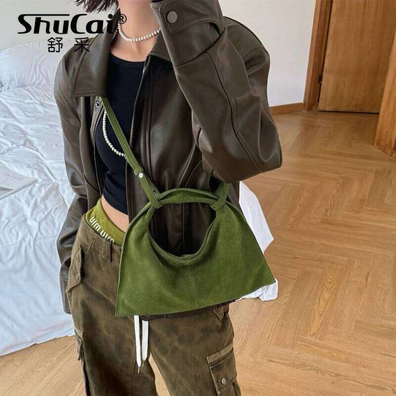 designer bag Women Suede Cow Leather Shoulder Crossbody Bags Large Capacity Solid Color Hobos Ladies Messange Handbag Armpit Bag New