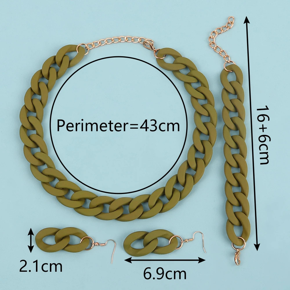 FishSheep Acrylic Chain Necklace Jewelry for Women Resin Thick Link Chain Choker Necklace Earrings Fashion Accessories 250729