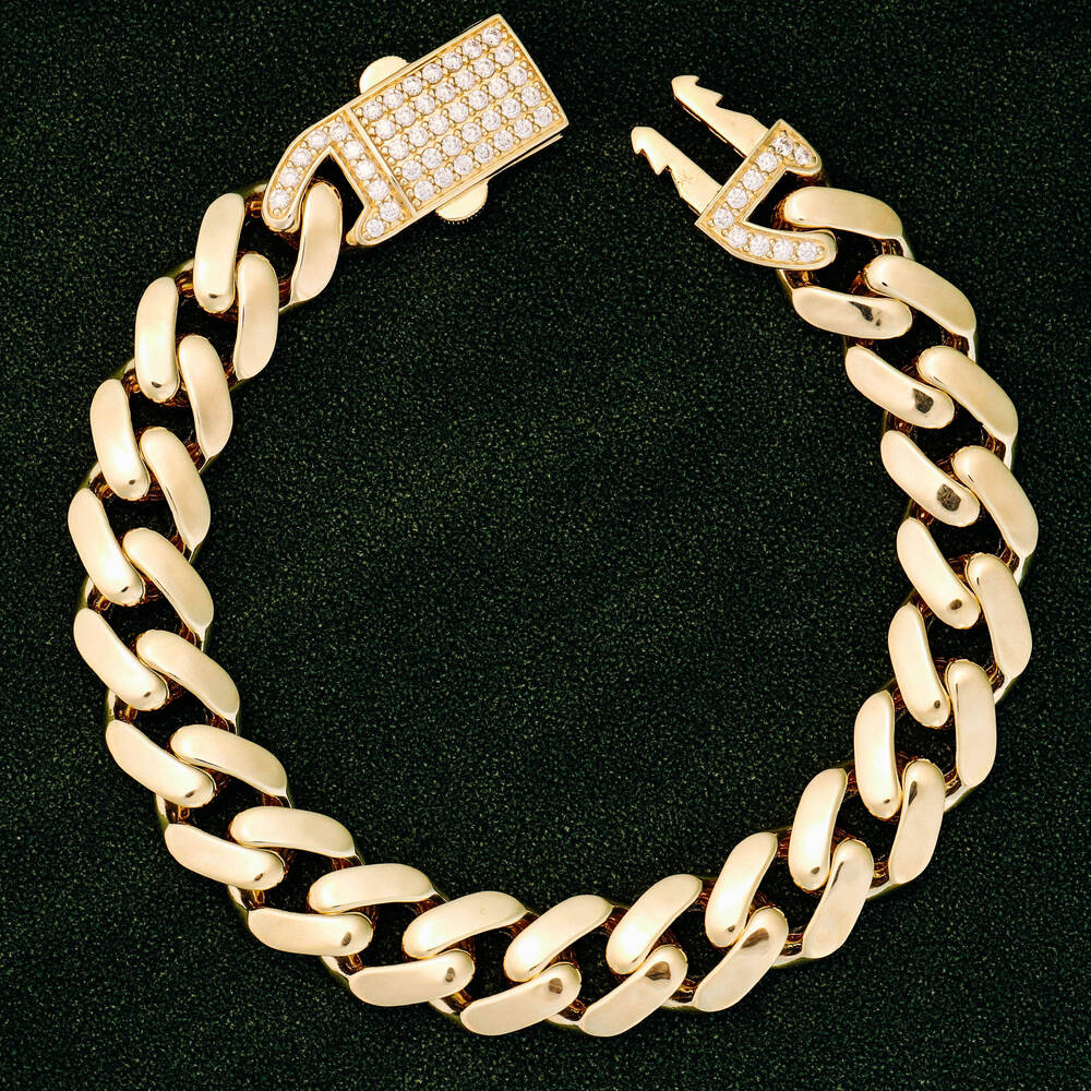 Miami Cuban Link Chain Moissanite Cuban Bracelet 925 Silver Cuban Chain