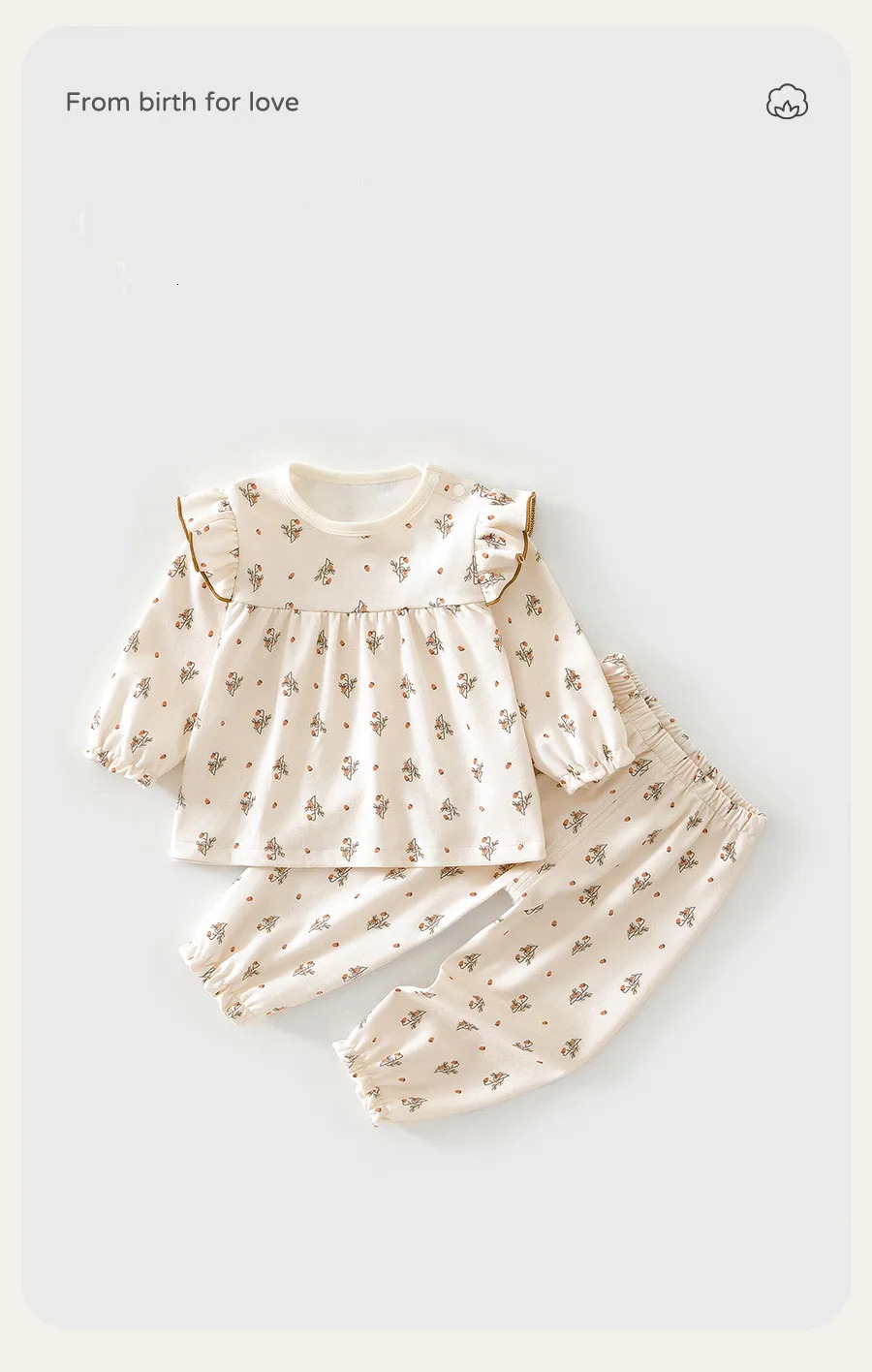 Pure Cotton Baby Suit Autumn Printed Floral Baby Girls Home Suit Baby Clothes 2PCS Long Sleeve Clothes Pajamas 250729