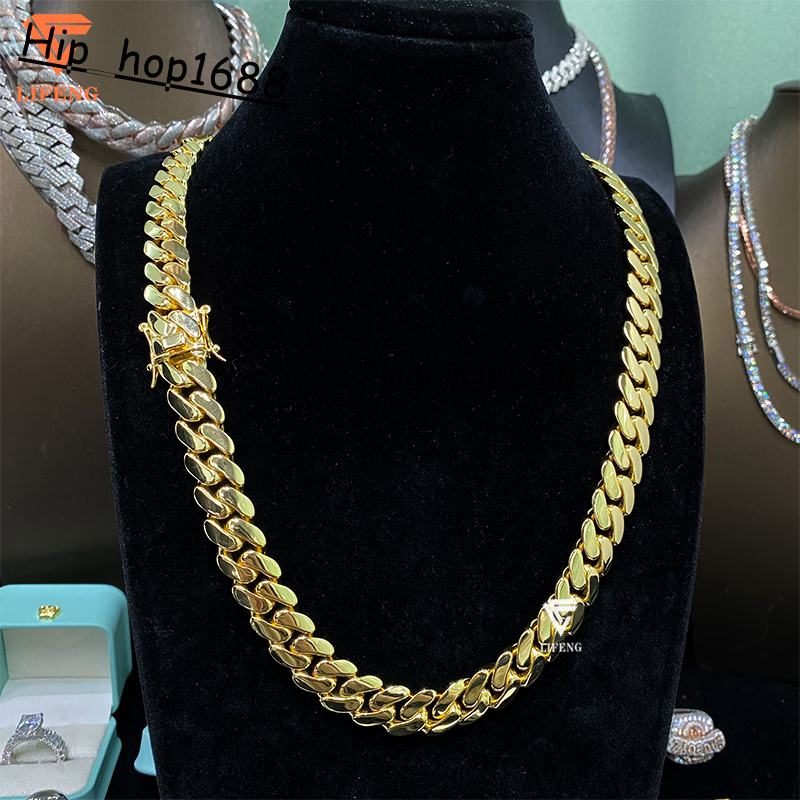 High Quality Custom Gift Mens Necklace Fine Jewelry 14/18K Real Solid Gold Plated 925 Sterling Silver for Parties