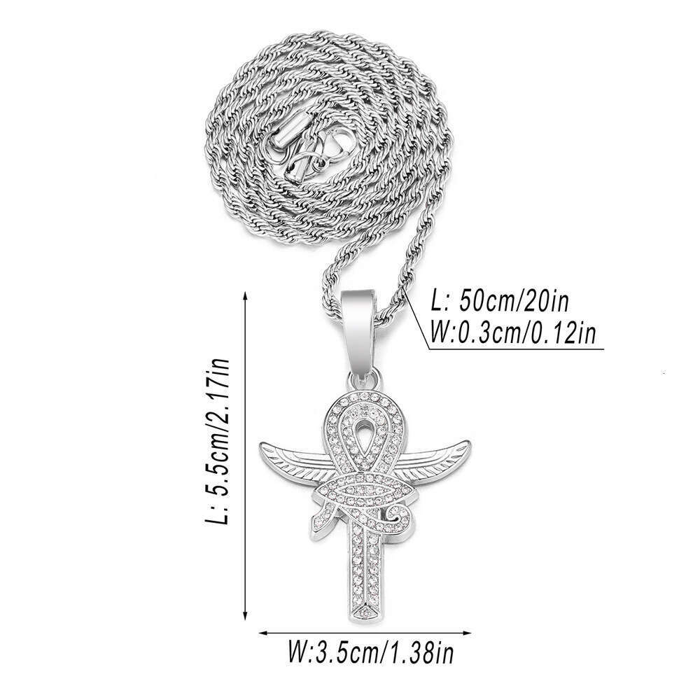 New Product Personalized Creative Alloy Full Dia Cross Eye of Horus Hip Hop Style Necklace