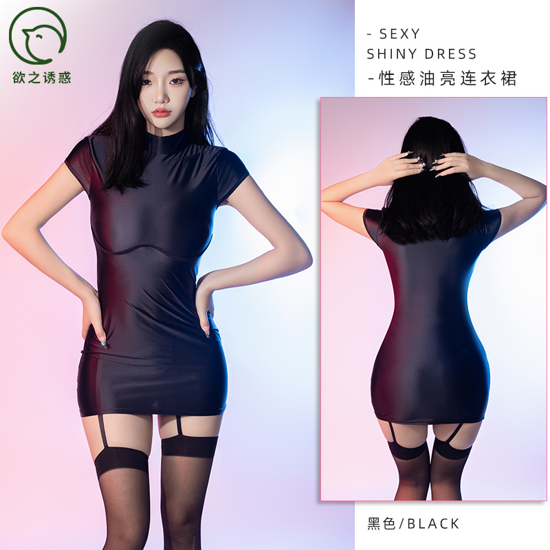 Satin Shiny Elegant Party Mini Dresses Women's Skinny Allure Wrap Hip Pencil Dress Sexy Bodycon Short Sleeve Club Outifts Dress