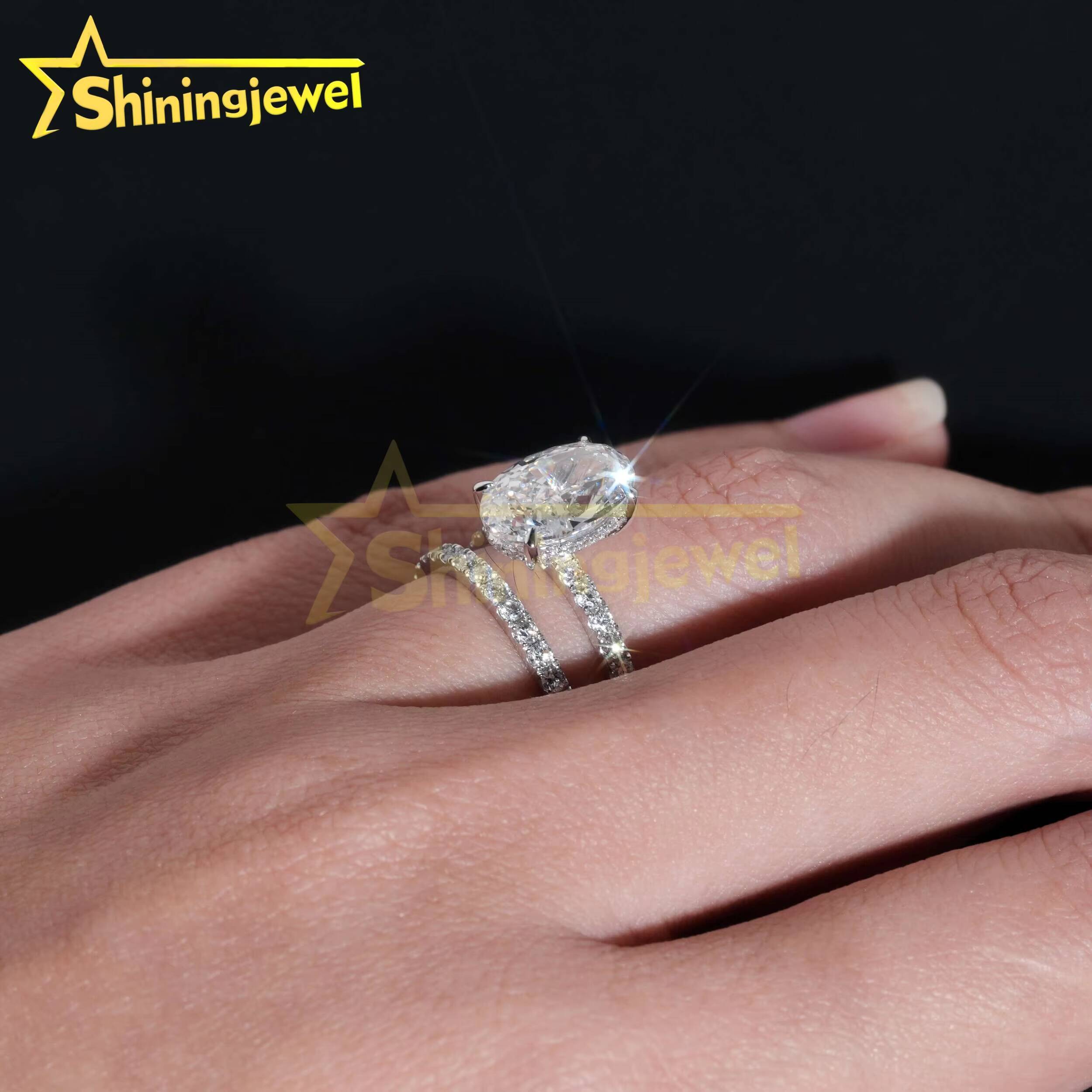 Mothers Day Gift Custom Lab Diamond CVD HPHT with Certificate 10K 14K 18K Solid Gold Ring Set Fine Jewelry