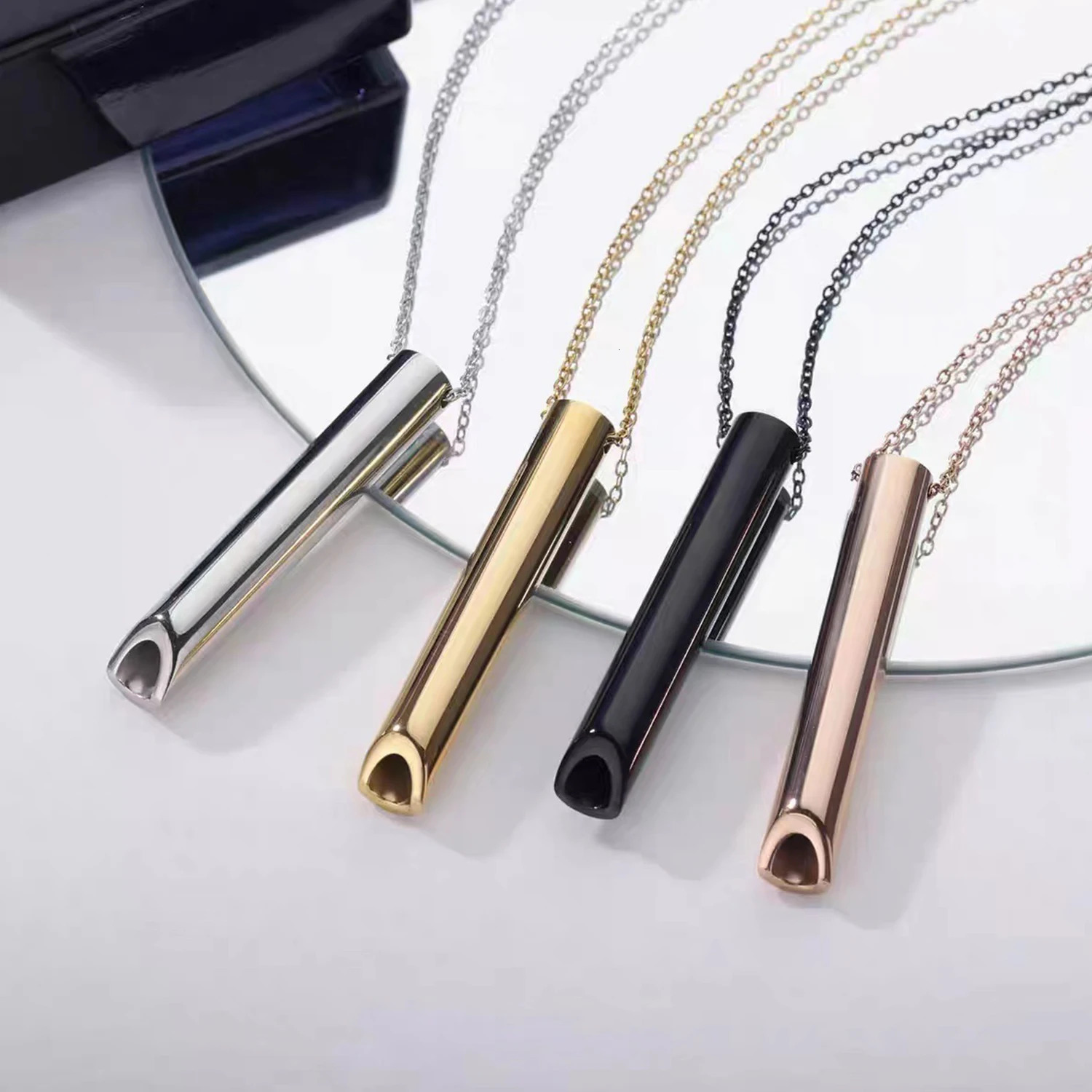 Breathwork Meditation Mindfulness Breathing Anti Smoking Necklace Stainless Steel Whistle Anxiety Relief Jewelry 250729
