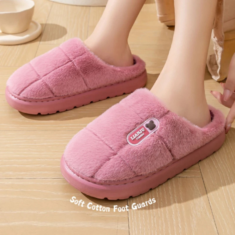 Big Size 50 51 Winter Slippers Women Men Thick Sole Indoor Home Warm Couples Shoes Non-Slip Flat Platform Womens Cotton Slipper 250725