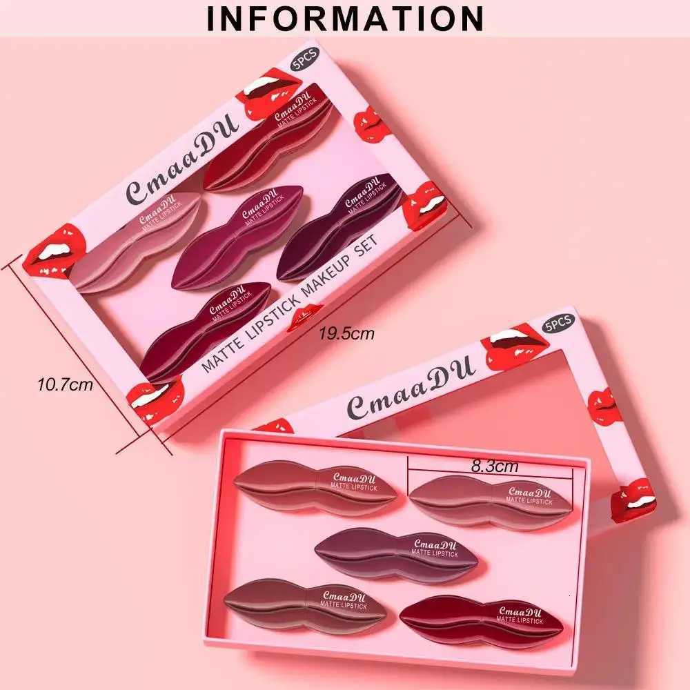 5pcs Matte Lipstick Set Velvety Smooth Long Lasting High Pigment Waterproof Lip Makeup Kit With Elegant Gift Box G250729