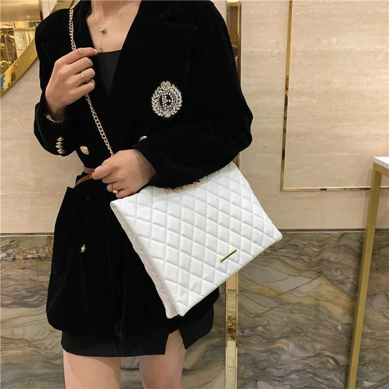 New Spring Shoulder Bag Fi Plaid Pu Leather Crossbody Bags For Women Large Envelope Handbags And Purses Y250730