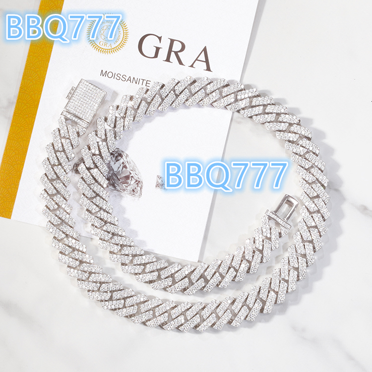Fashion Design 2Rows Moissanite Diamond Silver Cuban Link Necklace/bracelet Chain for Rapper Hiphop Jewelry